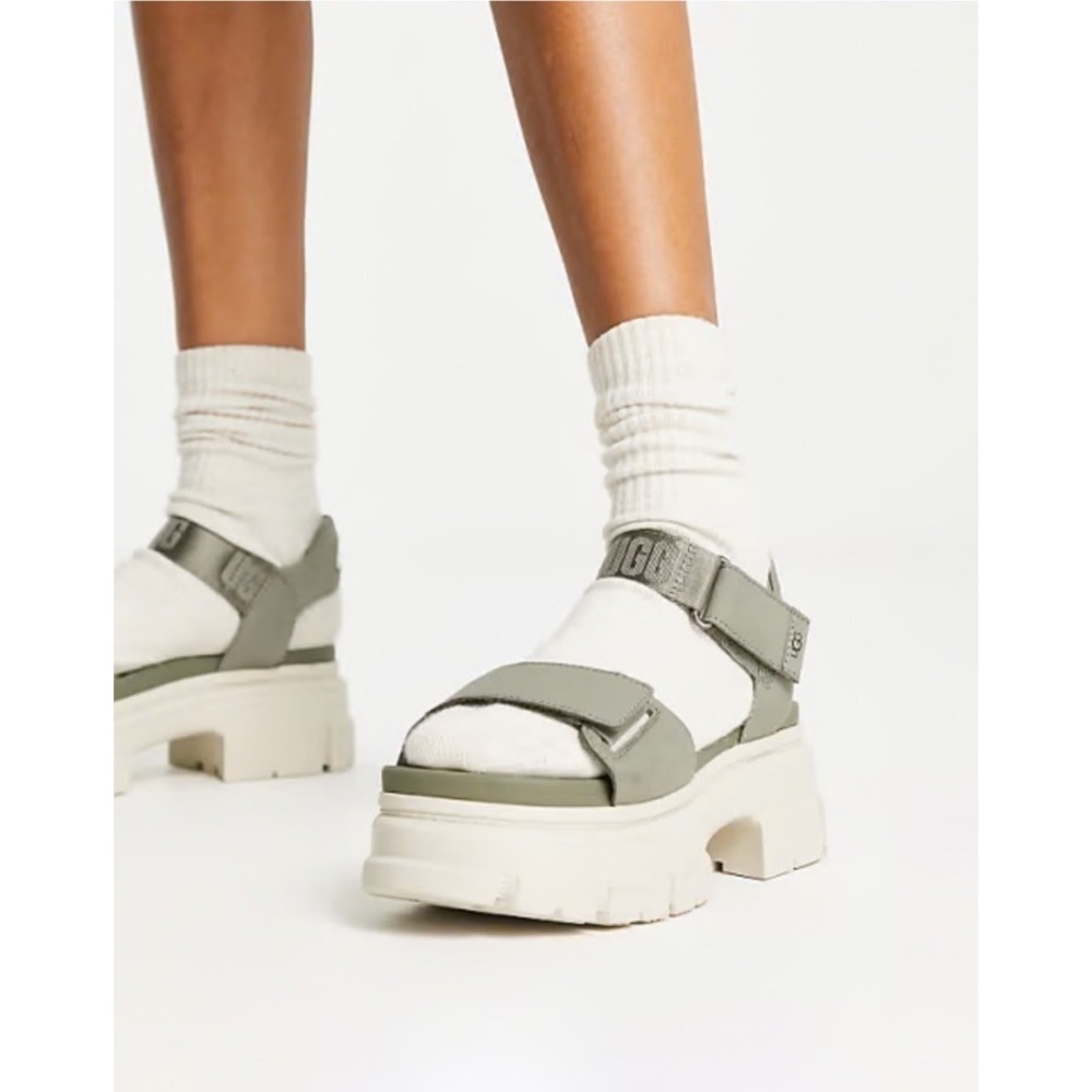 UGG Green and White Platform Sandals